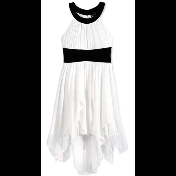 Ivory & Black Handkerchief Dress - Picture 1 of 4